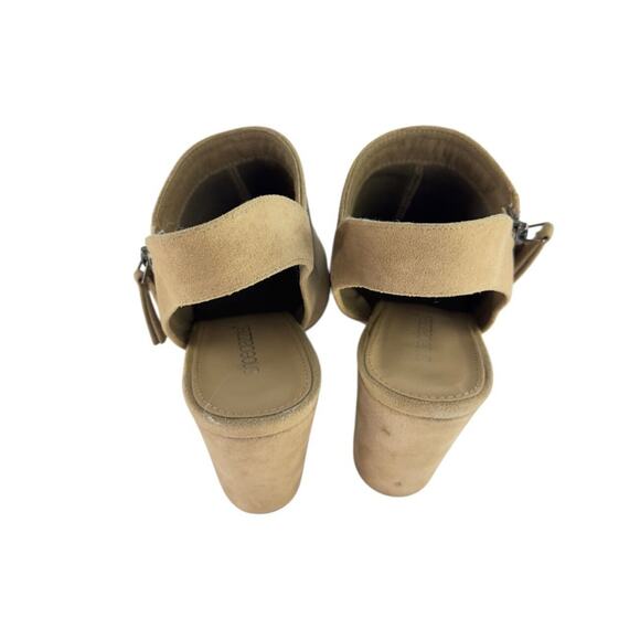 ShoeDazzle Katherine Pointed Toe Mules Tan Faux Suede Slingback Heels Size 8.5 - Picture 12 of 16